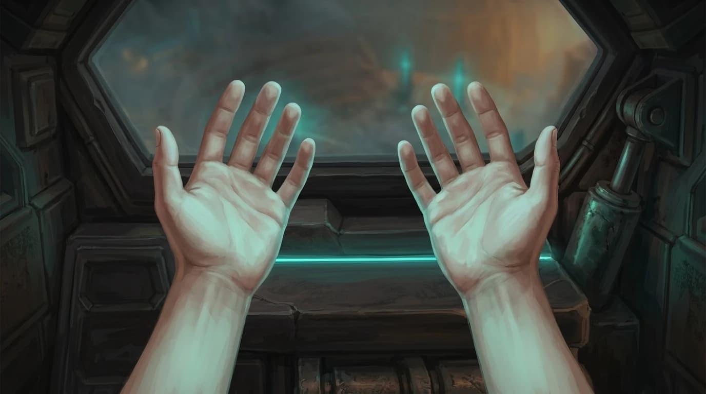 Orca's hands come off the controls.
