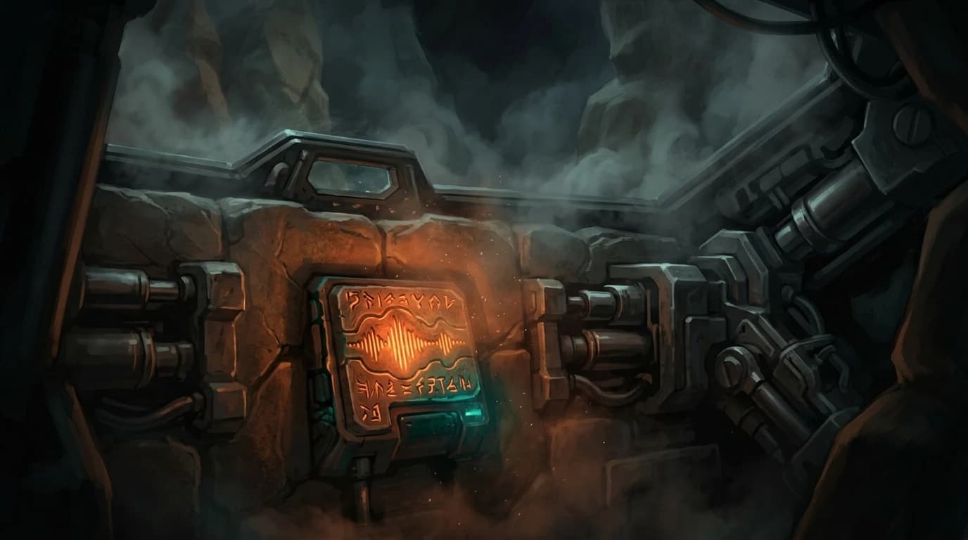 A comms plate lighting in the dark of the cockpit.