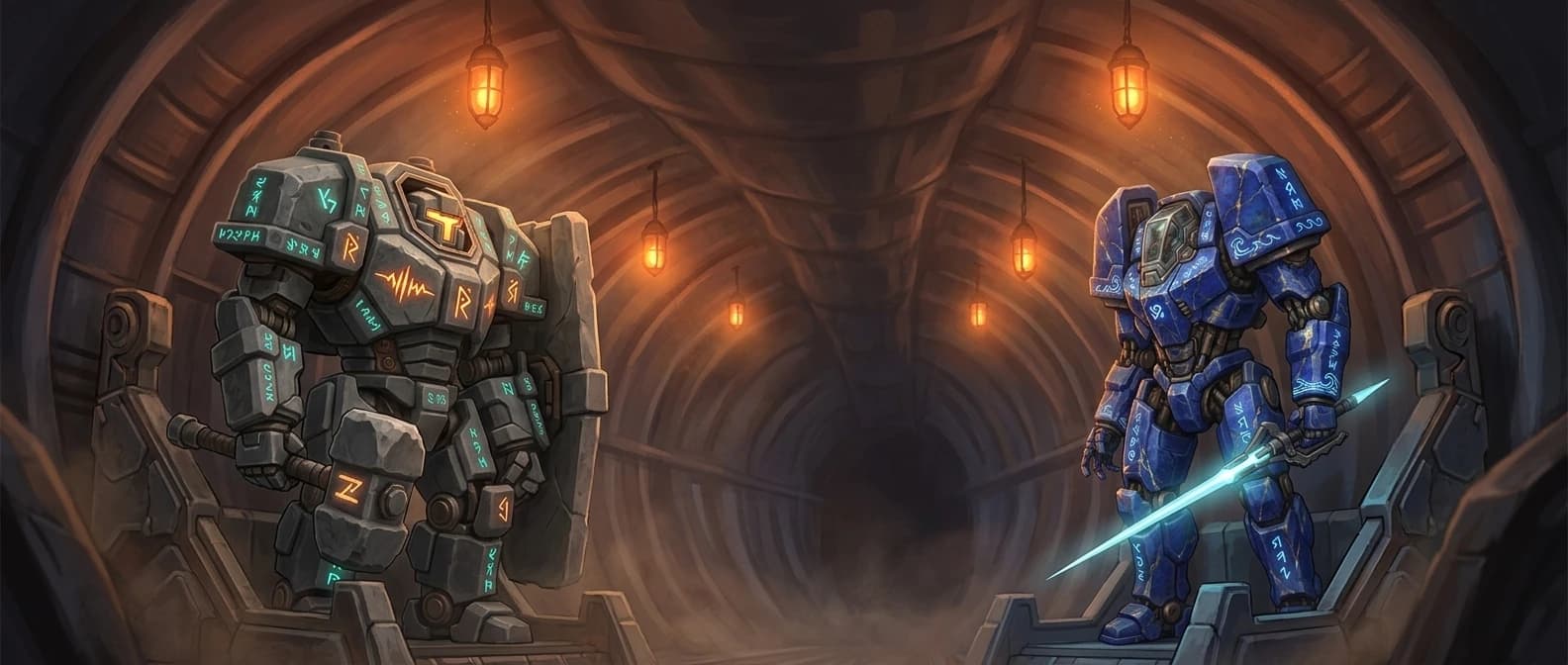 The dropship bay. Two Colossi braced in the drop cradles.