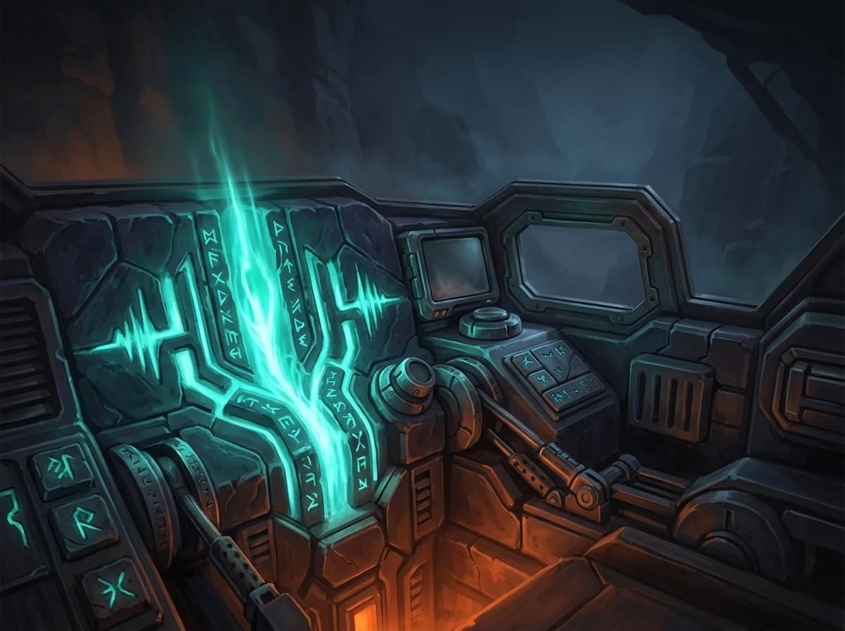 Teal climbing the carved channels inside the cockpit.