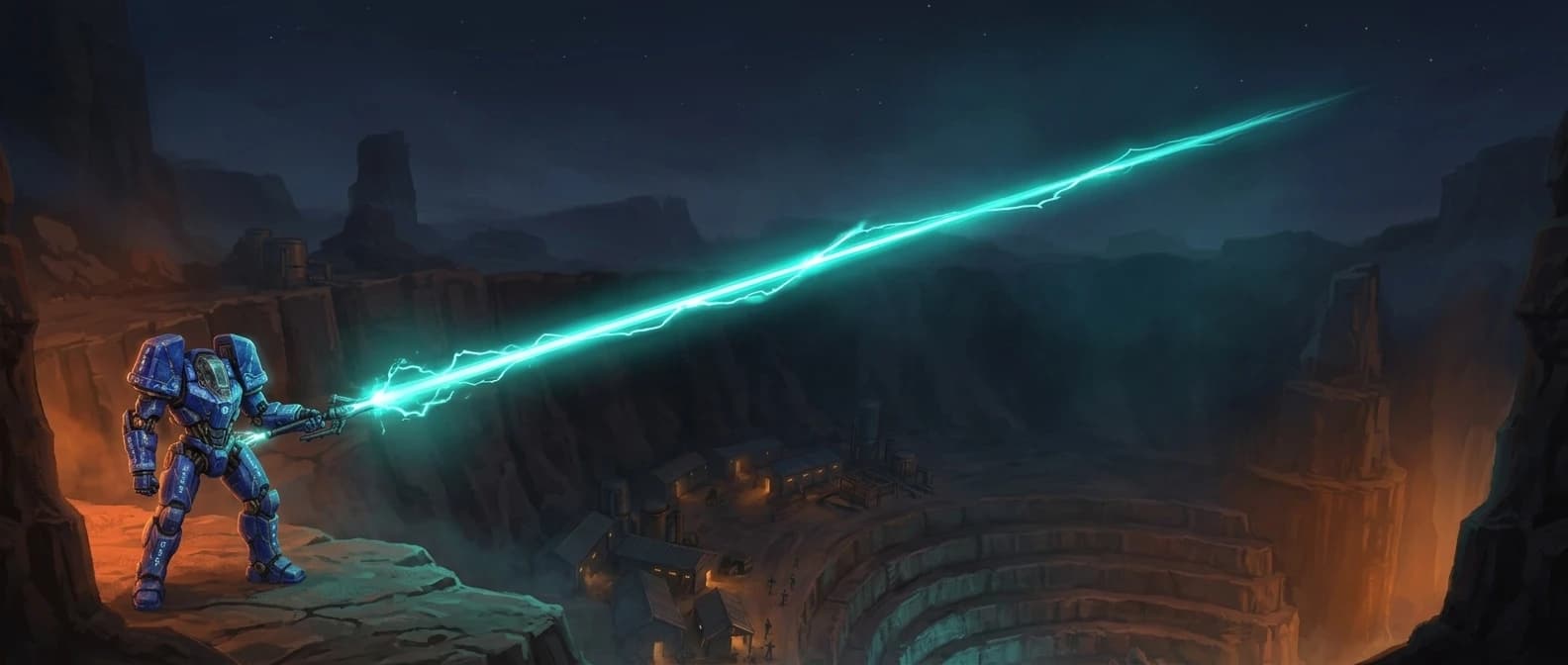 The bolt goes into the dark between the boss and its choir and hits nothing at all.
