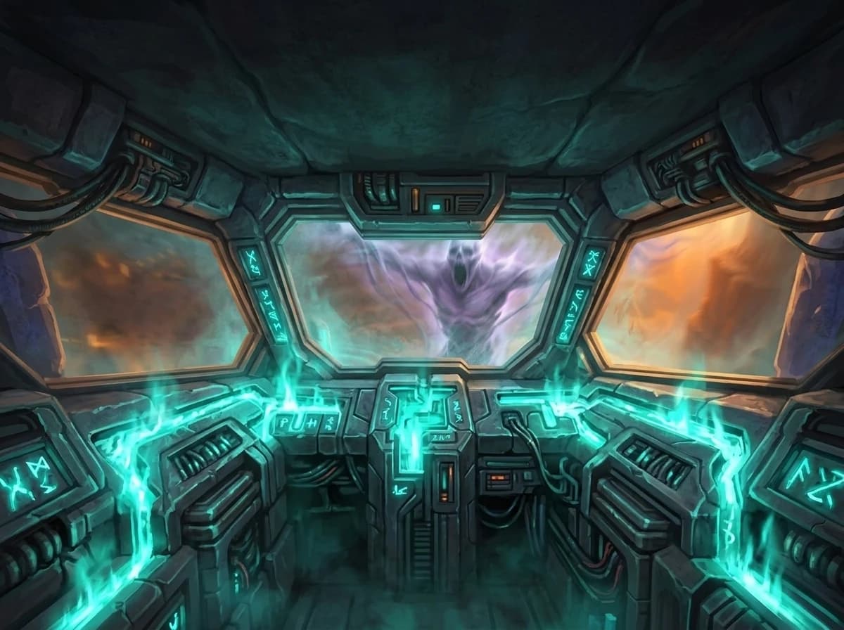 Teal light in the cockpit channels, too bright now.