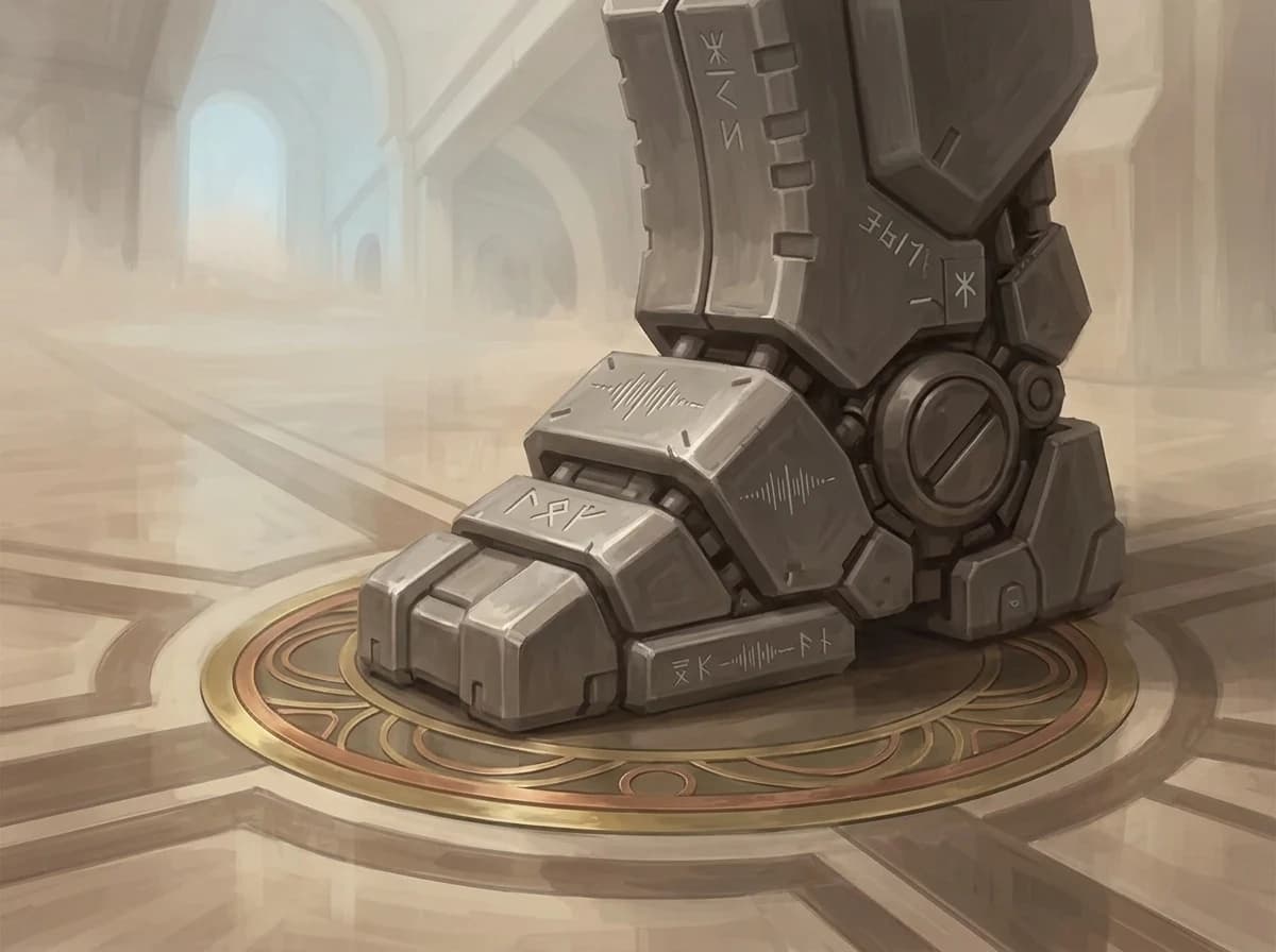 The same memory. Boots on a polished floor, standing on a mark.
