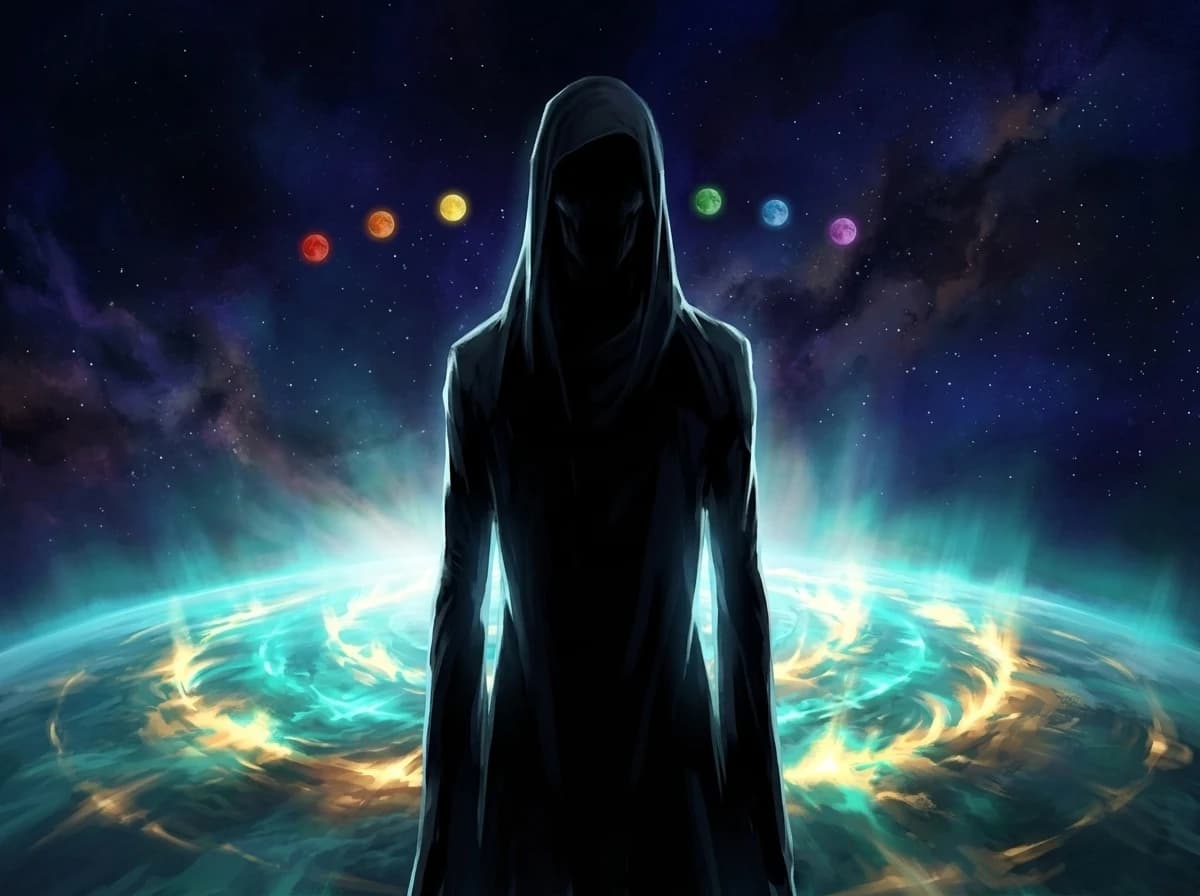 The Still King, lit from below by a planet that will not stop.